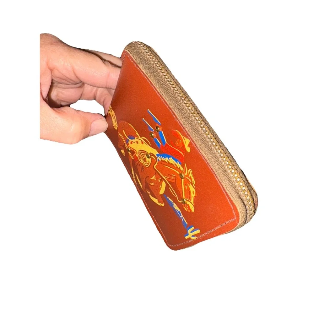 Vintage Kids Bi-Fold Wallet Cowboy Horse Gun Zippered Cowboy Western Theme Haiti